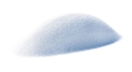 Obraz premium A single pristine snowdrift of powdery, glistening snow with visible ice crystals, isolated on a transparent background in a high-key studio macro shot with soft blue shadows. concept for winter