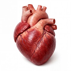 Anatomically Accurate Human Heart Isolated on White Background, Realistic Medical Studio Image