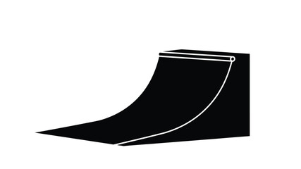 Obraz premium Simple black and white illustration of a quarter pipe for skateboarding or bmx