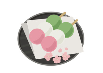 お皿にのった三色団子
