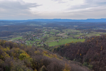 Obraz premium View from Milengrad castle at Hrvatsko zagorje region