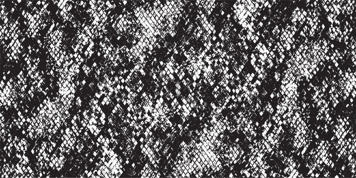 Snakeskin pattern imitation. Lines and spots structural texture. Cool and artsy faux leather background. Abstract vector illustration. Black isolated on white. EPS10