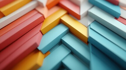 An array of colorful geometric pieces arranged meticulously creates a vibrant abstract pattern, representing harmony and creativity inherent in design and visual art.