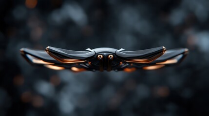 This futuristic drone design captures the essence of modern technology and artistic innovation, showcasing sleek lines and advanced features within a dynamic visual context.