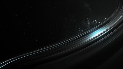 Sleek abstract background with glowing cyan lines in motion. Dark futuristic technology concept in deep space. Modern digital wallpaper design