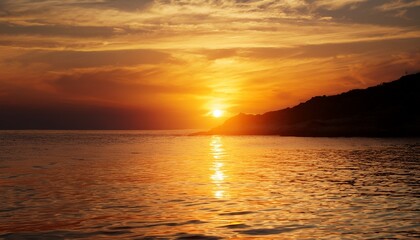 Obraz premium Golden Sunset Over Water