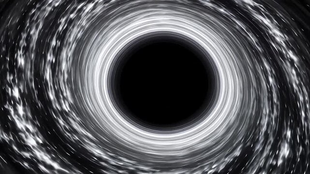 Mysterious black hole pulling in swirling cosmic matter with bright light effects