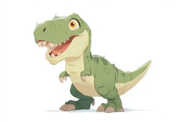 Obraz premium Cute tyrannosaurus illustration with big eyes and a smiling expression for children's books
