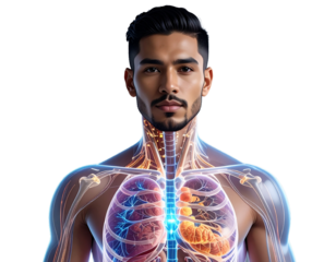 Transparent human body with holographic organs