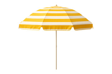 Obraz premium A yellow and white striped parasol visually isolated and perfect for summer designs on transparent background