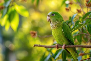 Obraz premium Close-up portrait of a calm Quaker parrot in natural light