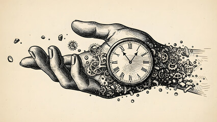 Time management concept with hand holding a clock