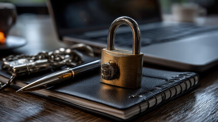 Strong and weak easy Password. Note pad and laptop.