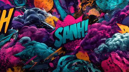 Graffiti pop art background on the wall abstract vector colorfull pattern wallpaper art Abstract Hand Drawing Spray Paint Camouflage Brush Strokes Clouds Dots Ink Paint Background