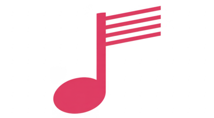 Pink music eighth note music note isolated on a transparent background