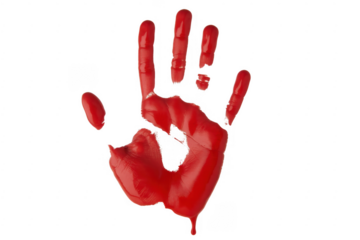 Red handprint isolated horror isolated on a transparent background