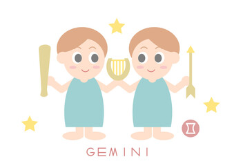 かわいい双子座のベクターイラスト