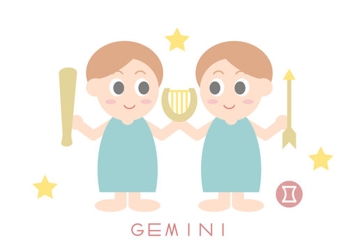 かわいい双子座のベクターイラスト