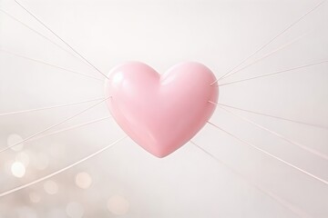 Heart with Elastic Threads Symbolizing Emotional Connections and Interpersonal Bonds in a Minimalistic Aesthetic Setting with Soft Light captured with clarity