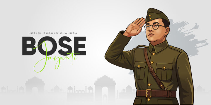 Subhas Chandra Bose Jayanti National Hero of India Vector
