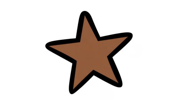 Brown star with black outline star shape digital star symbol isolated on a transparent background - Powered by Adobe