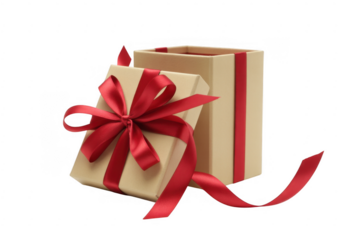 Gift boxes with red ribbons isolated on a transparent background