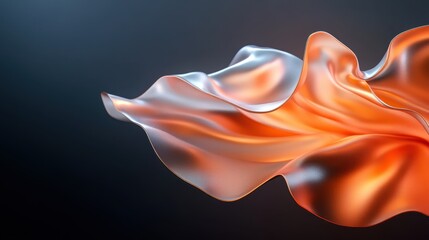 An artistic representation of flowing silk fabric with warm orange hues, creating an abstract design of movement and elegance, conveying a sense of warmth and fluidity in a visual form.