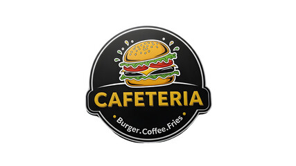 Cafeteria logo with burger isolated on transparent background