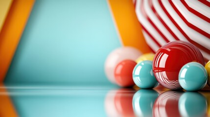 A vibrant arrangement of decorative spheres in various colors, set against a bright backdrop, conjuring a playful and energetic vibe perfect for modern design concepts.