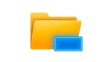 Icon of two orange files and a blue square isolated on transparent background
