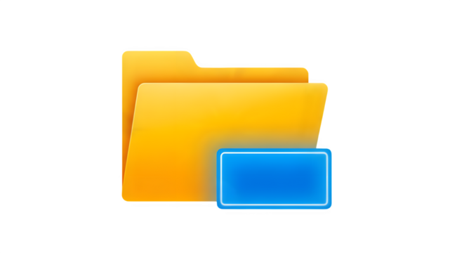 Icon of two orange files and a blue square isolated on transparent background - Powered by Adobe