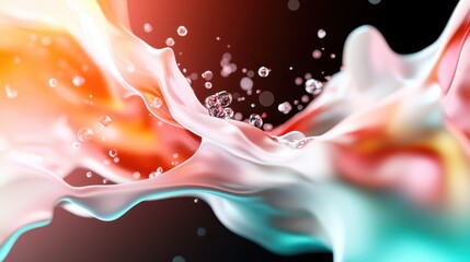 A vibrant and dynamic representation of fluid motion, showcasing colorful splashes and droplets that create an engaging and mesmerizing abstract visual experience.