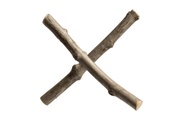 Crossed wooden sticks rustic natural isolated on a transparent background
