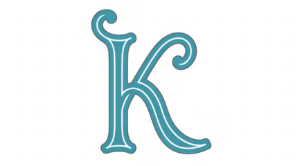 Large teal letter K large letter isolated on a transparent background