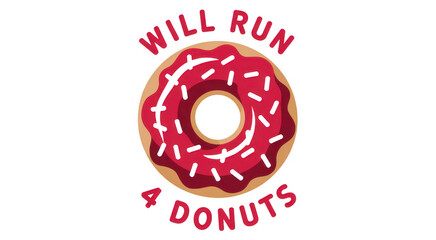 Obraz premium Donut with pink frosting and sprinkles and text on black isolated on a transparent background