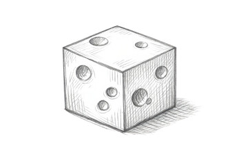 Obraz premium Sketch of Swiss Cheese Cube on transparent background illustration