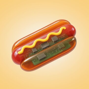 Futuristic hotdog technology concept animation isolated asset, transparent 4K video, alpha channel, ProRes 4444