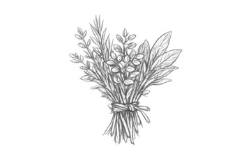Naklejka premium Floral Bouquet Pencil Sketch with transparent background on black