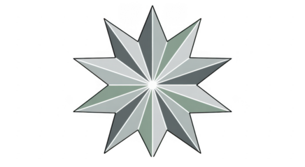 Gray and white starburst on black geometric isolated on a transparent background