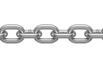 Metal chain links industrial equipment isolated on a transparent background
