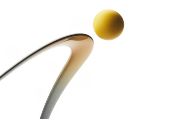 Metallic sculpture with gold sphere isolated on a transparent background