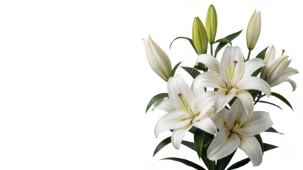 White lilies flowers white flowers isolated on a transparent background