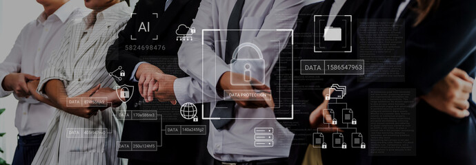Digital padlock surrounded by data security diagrams representing encryption, network protection, and secure information management Parse