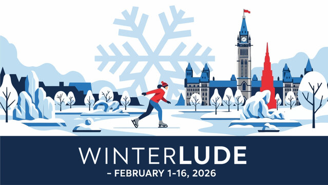 Winterlude festival in Ottawa with person ice skating