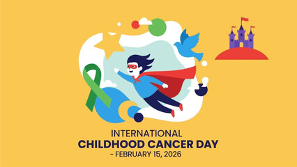 Naklejka premium Vibrant illustration for International Childhood Cancer Day awareness campaign