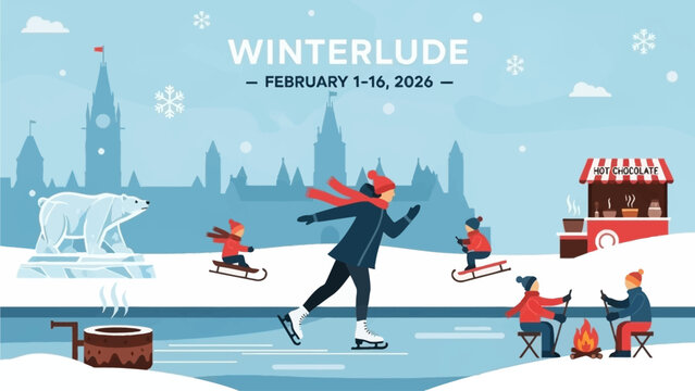 Winterlude festival in Ottawa with ice skating and hot chocolate