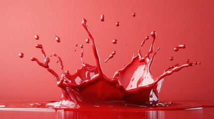 A dramatic splash of red paint bursts forth against a bold background, capturing the dynamic essence of creativity and emotion through its vivid and expressive motion.