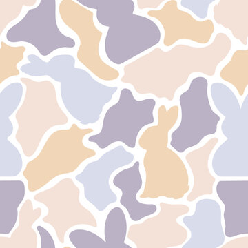 seamless pattern with rabbits. Easter camouflage can be used for cloth print, wrapping paper or easter background