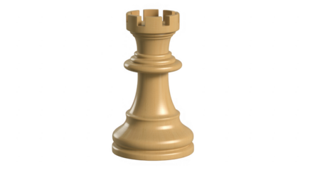 Light Brown Chess Rook chess piece isolated on a transparent background