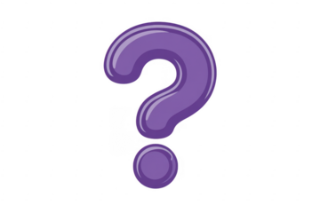 Large Purple Question Mark Symbol glossy isolated on a transparent background